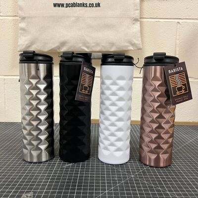 textured double walled travel mug