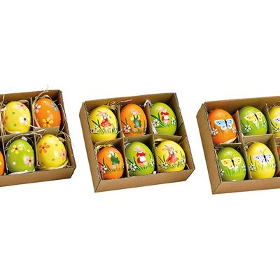 Hänger Ostereier Set, Nature Eier, 4x6x4cm, Bunt 6er Set, 3-fach, (B/H/T) 14x13x5cm