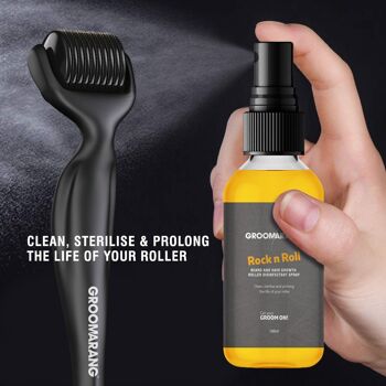 Groomarang 'Rock n Roll' Spray désinfectant pour rouleau de barbe et de croissance des cheveux 100 ml, 12 2