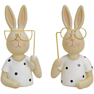 Hase mit Metall Brille aus Poly Weiß 2-fach, (B/H/T) 10x20x7cm