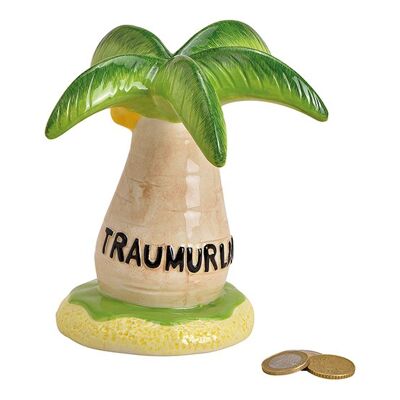 Spardose Palme Traumurlaub aus Keramik Bunt (B/H/T) 14x15x13cm