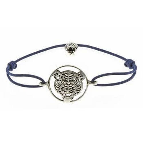 Goya bracelet tete de jaguar serrage cordon marine