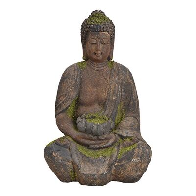 Buddha mit Moose Optik aus Magnesia Braun (B/H/T) 25x41x20cm