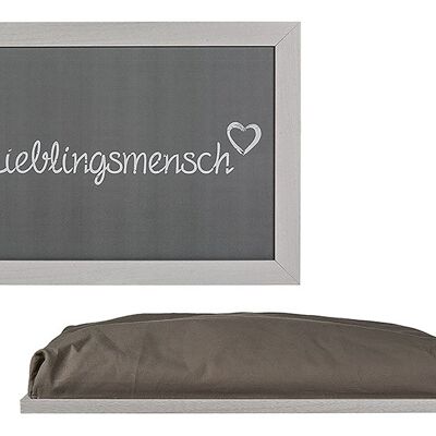 Kissen-Tablett Lieblingsmensch aus Holz grau, (B/H/T) 43x32cm