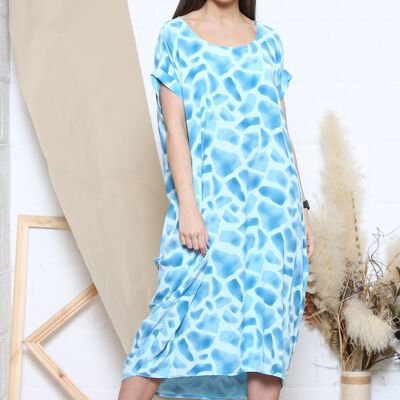 Sky Blue croc print short sleeve midi dress