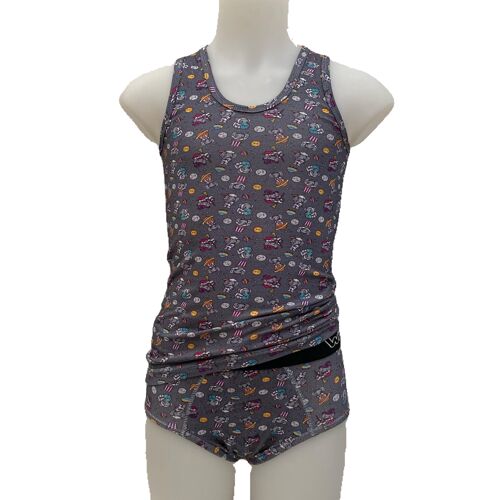 Ondergoedsetje overall print met slip donkerblauw jongens