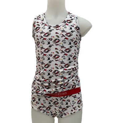 Underwear set overall print with slip white boys