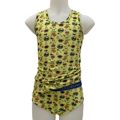 Ondergoedsetje overall print met slip Forrest lime