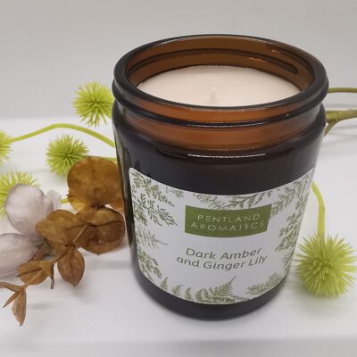 Handmade Soy Wax Candle - Dark Amber and Ginger Lily