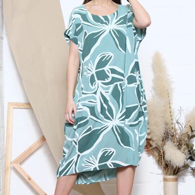 Kurzärmliges Kleid mit tropischem Print von Lake Green