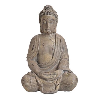 Buddha aus Magnesia Grau (B/H/T) 44x67x35cm
