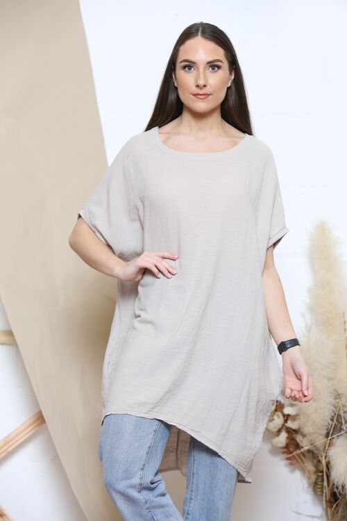 Beige loose fit top with pockets