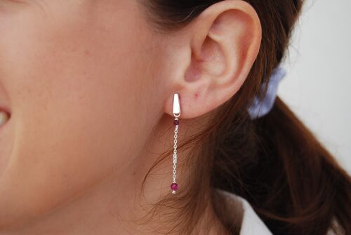 Sterling silver earrings with ruby.