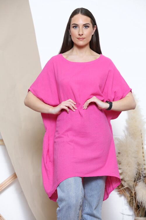 Fuchsia loose fit top with pockets