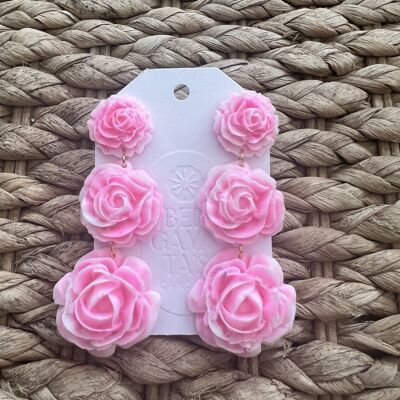 Boucles d'Oreilles Roses Roses