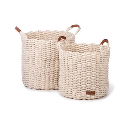 Korbo, set of 2 baskets, white, size L