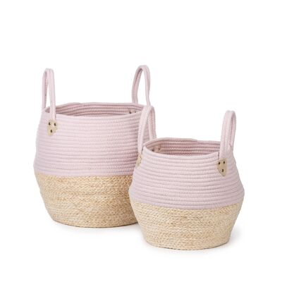 Kori, set of 2 baskets, pink /naturel