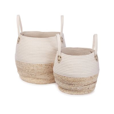 Kori, set of 2 baskets, white/natural