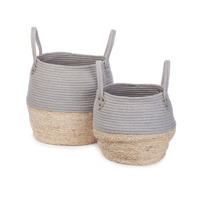 Kori, set of 2 baskets, grey/natural