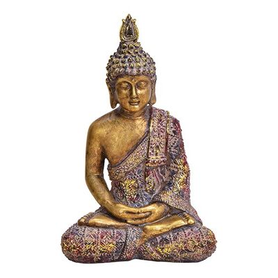 Buddha aus Poly Bunt, gold Glitter (B/H/T) 13x20x8cm