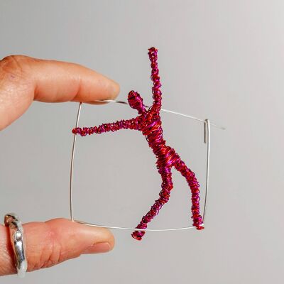 Acrobat Art Brooch Red