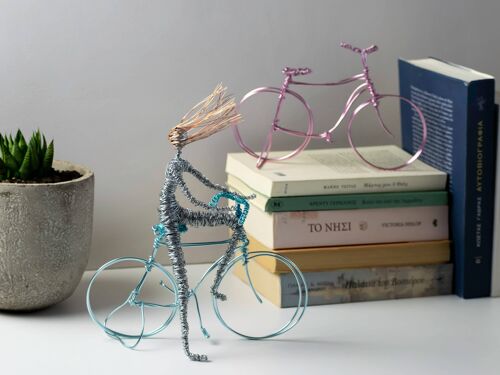 Bicycle with Cyclist Wire Sculpture