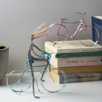 Bicycle with Cyclist Wire Sculpture