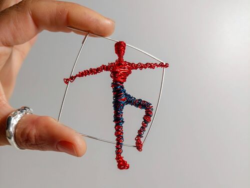 Circus Acrobat Wire Brooch Red