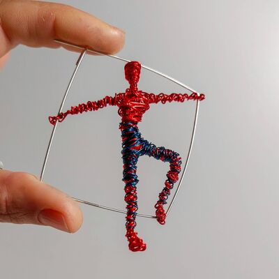 Circus Acrobat Wire Brooch Red