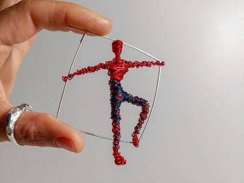 Circus Acrobat Wire Brooch Black