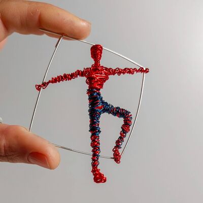 Circus Acrobat Wire Brooch Blue