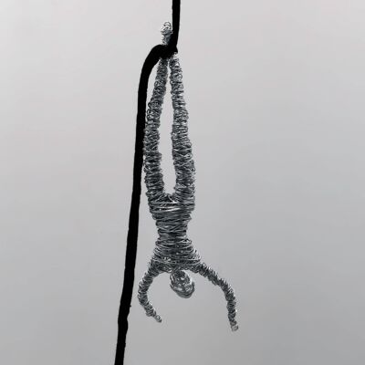 Climbing Man Wall Sculpture Decoration, Wire Sculpture