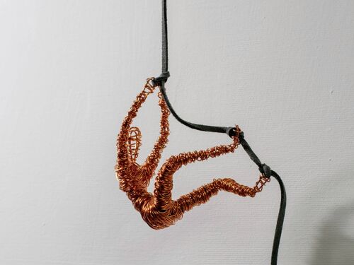 Climbing Sculpture Wire Wall Art, Gift For Home Decor Fabric cord