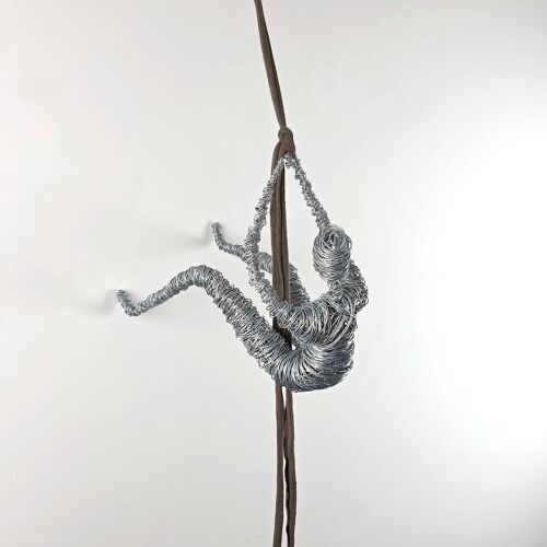 Climbing Woman Sculpture, Wall Decor Steel cord