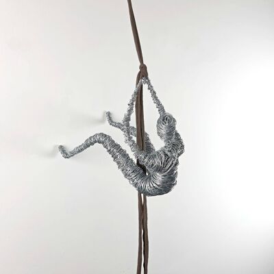 Climbing Woman Sculpture, Wall Decor Steel cord