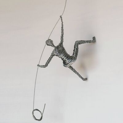 Contemporary Metal Wall Art, Climbing Man Sculpture Steel cord