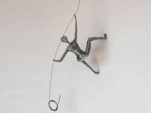 Contemporary Metal Wall Art, Climbing Man Sculpture Cotton cord