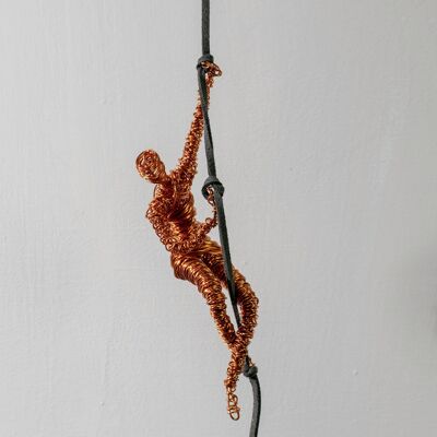 Copper Wire Climbing Small Man Sculpture Fabric cord