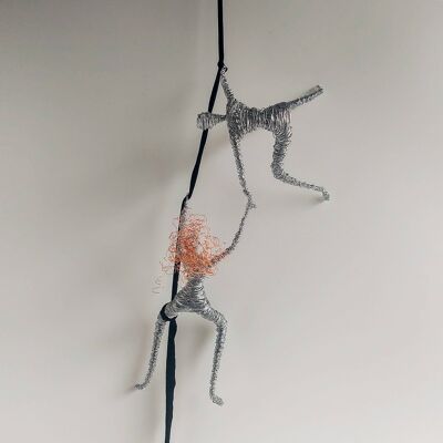 Couple Climbers Sculpture Steel cord