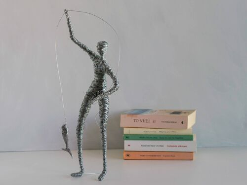 Fisherman Sculpture, Wire Sculpture