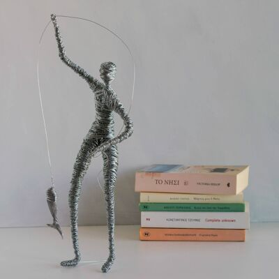 Fisherman Sculpture, Wire Sculpture