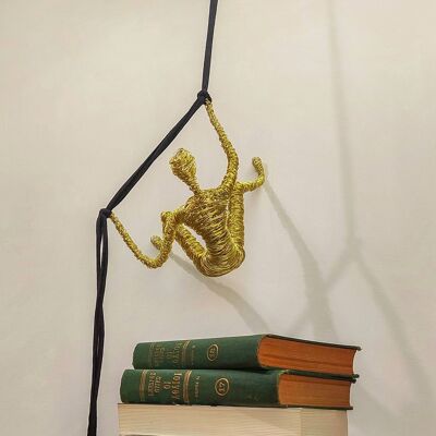 Golden Wall Sculpture, Climb Man Cotton cord