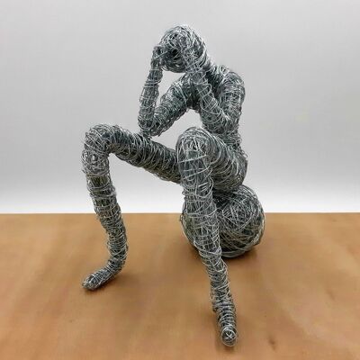 Living room decorating idea, Thinking Man Wire Sculpture