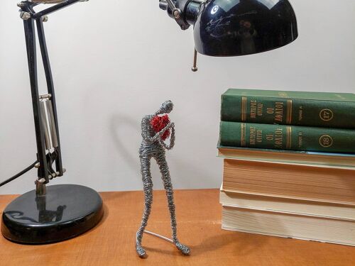 Love Wire Figure, Red Heart Modern Sculpture