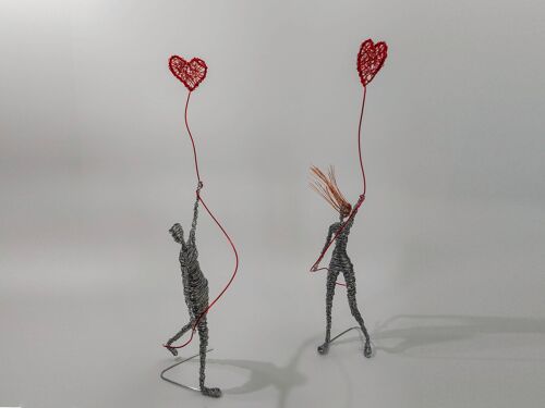 Man and Woman Metal Wire Sculpture, Modern Sculpture