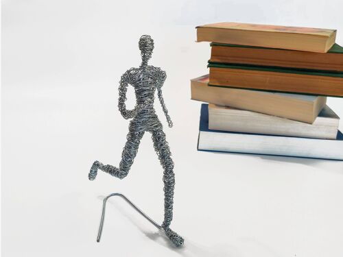 Man Runner Metal Sculpture, Sculpture Art Tabletop Bookshelf