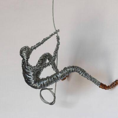 Man Wire Sculpture Climber with Copper Shoes Steel cord