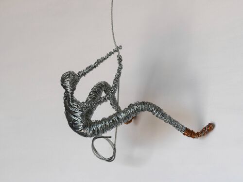 Man Wire Sculpture Climber with Copper Shoes Cotton cord