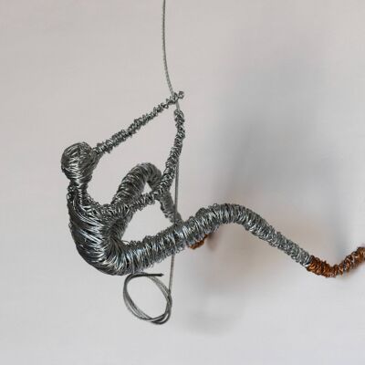 Man Wire Sculpture Climber with Copper Shoes Cotton cord