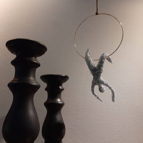 Ring Acrobat Wall Hanging, Wire Sculpture